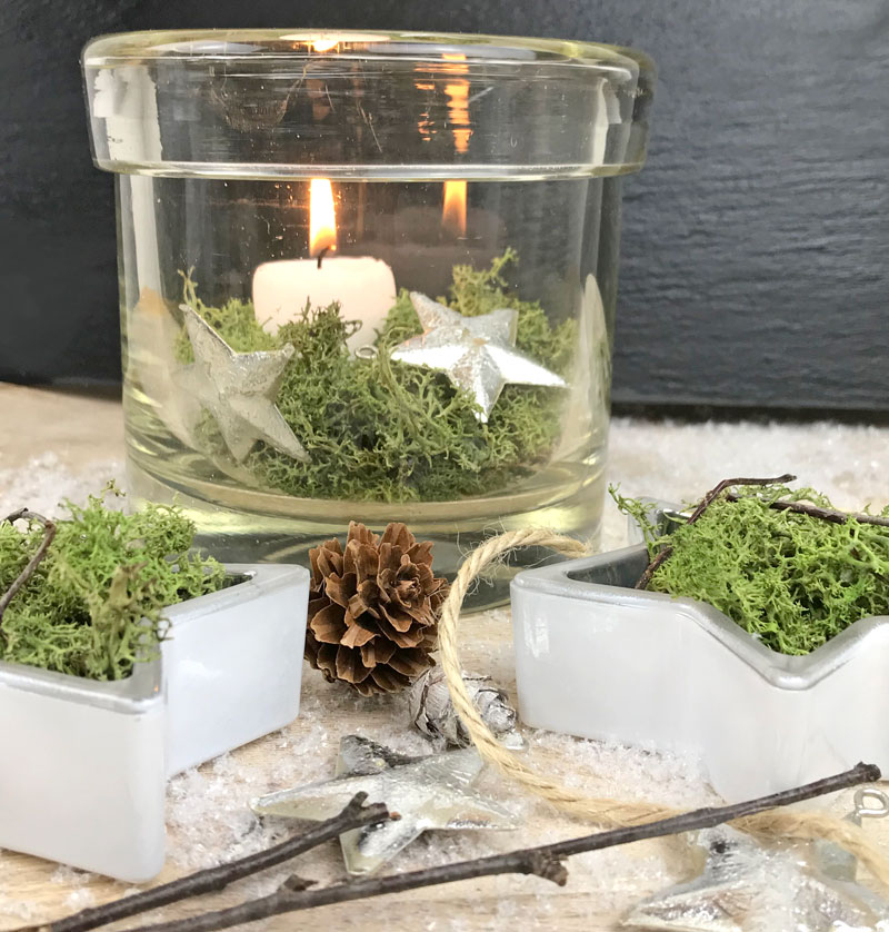 DIY – Adventsdeko mit Moos – weiss & schwarz